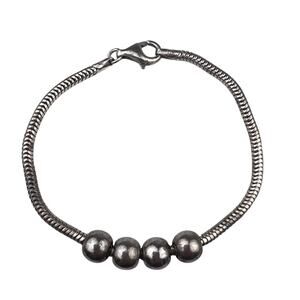 IBB International Bullion 7.5" Snake Chain 4 Beads Sterling Silver Bracelet